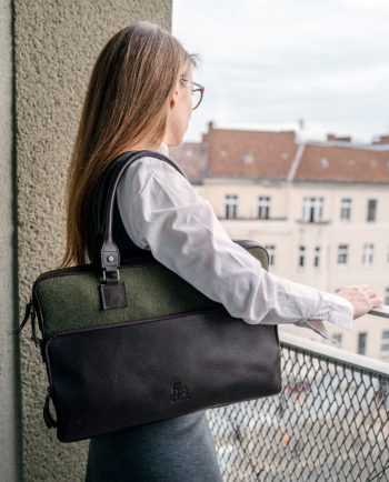 Laptop Bag - made from vegetable tanned leather and pure wool
